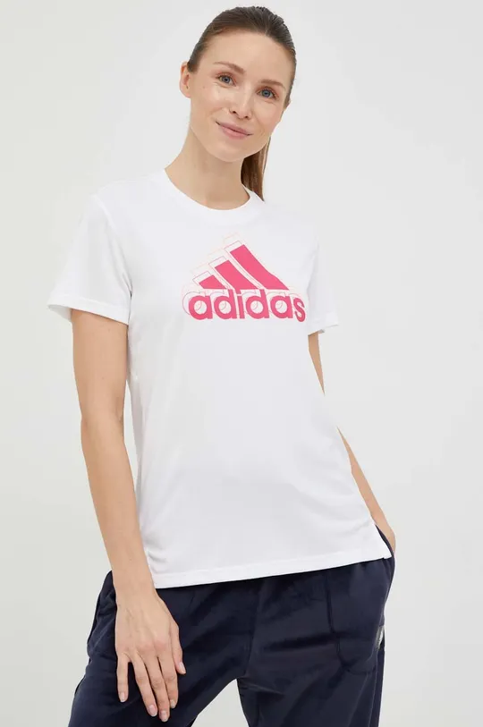 biały adidas Performance t-shirt do biegania Brand Love Damski