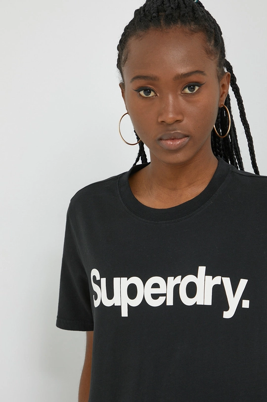 czarny Superdry t-shirt bawełniany Damski