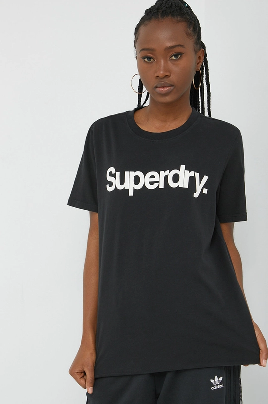 Superdry t-shirt bawełniany czarny