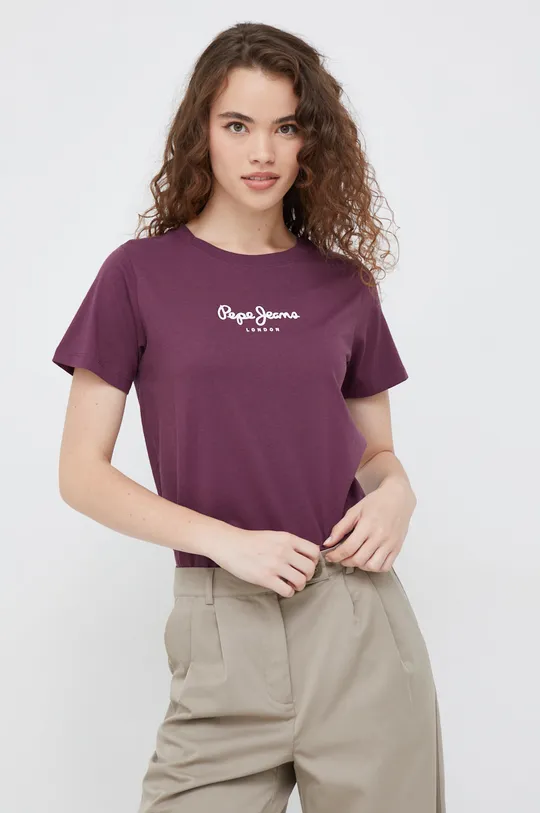 vijolična Bombažna kratka majica Pepe Jeans Ženski