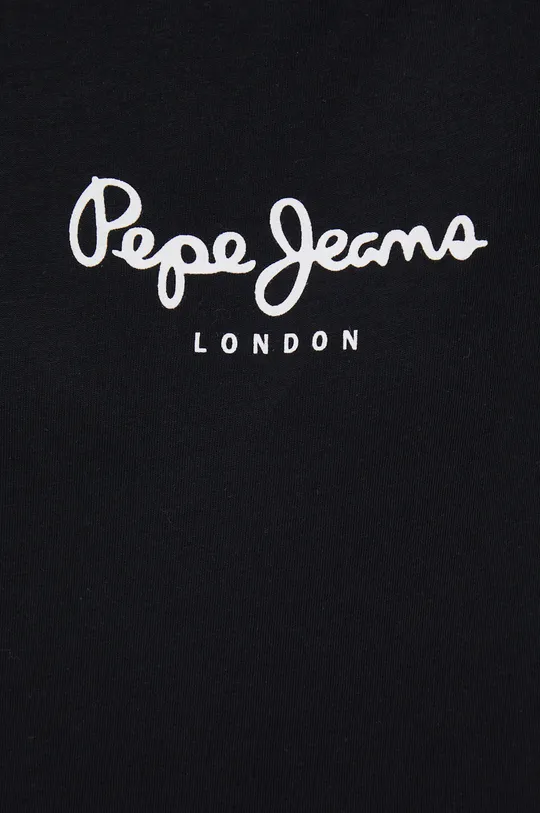 μαύρο Βαμβακερό μπλουζάκι Pepe Jeans