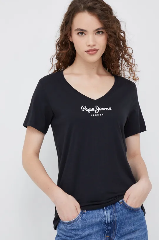 čierna Bavlnené tričko Pepe Jeans Dámsky