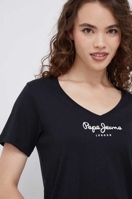 čierna Bavlnené tričko Pepe Jeans