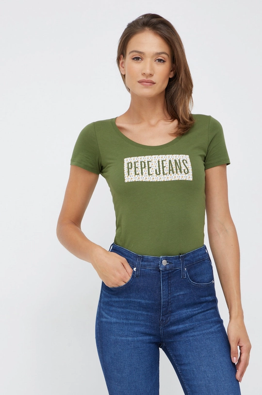 πράσινο Βαμβακερό μπλουζάκι Pepe Jeans