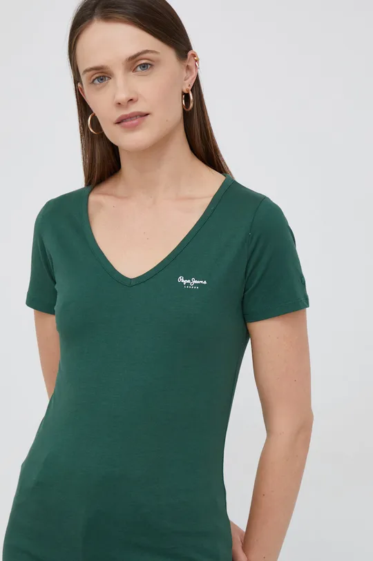 zelená Bavlnené tričko Pepe Jeans Dámsky