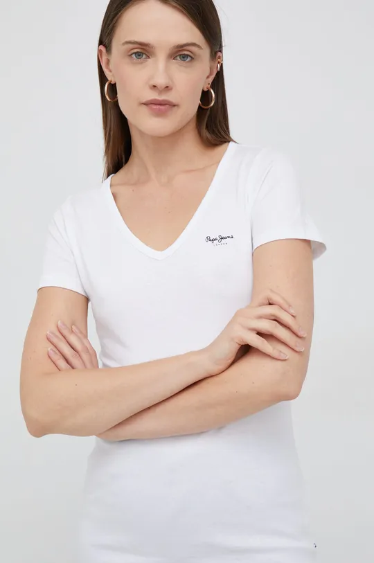 biały Pepe Jeans t-shirt bawełniany Damski