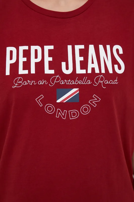 czerwony Pepe Jeans t-shirt bawełniany