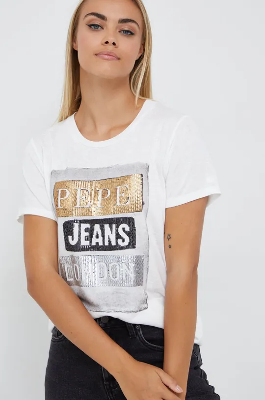 λευκό Μπλουζάκι Pepe Jeans Γυναικεία