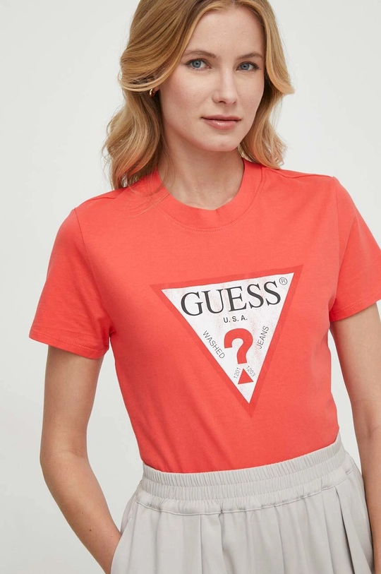 красный Хлопковая футболка Guess Женский