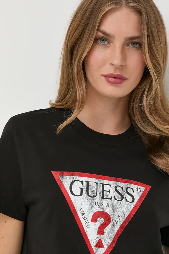 čierna Bavlnené tričko Guess