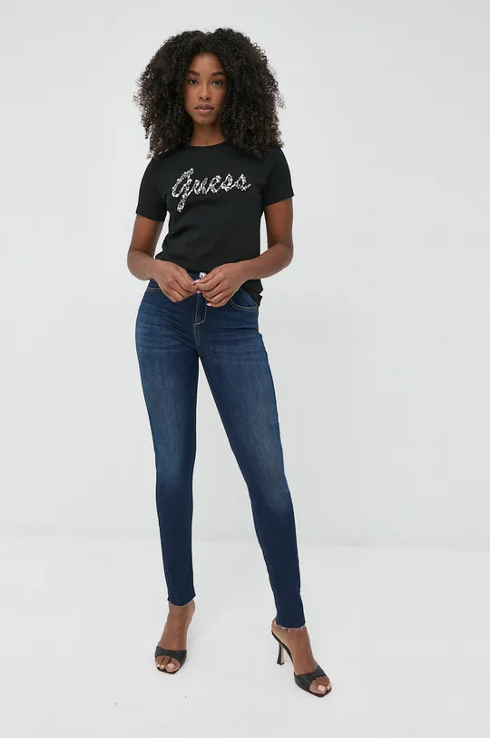 Guess t-shirt bawełniany czarny