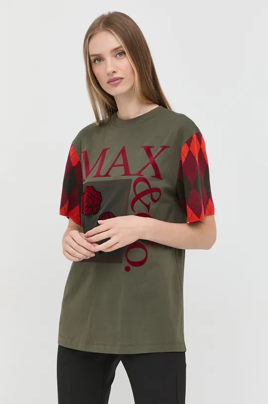 zelena Bombažna kratka majica MAX&Co. Ženski