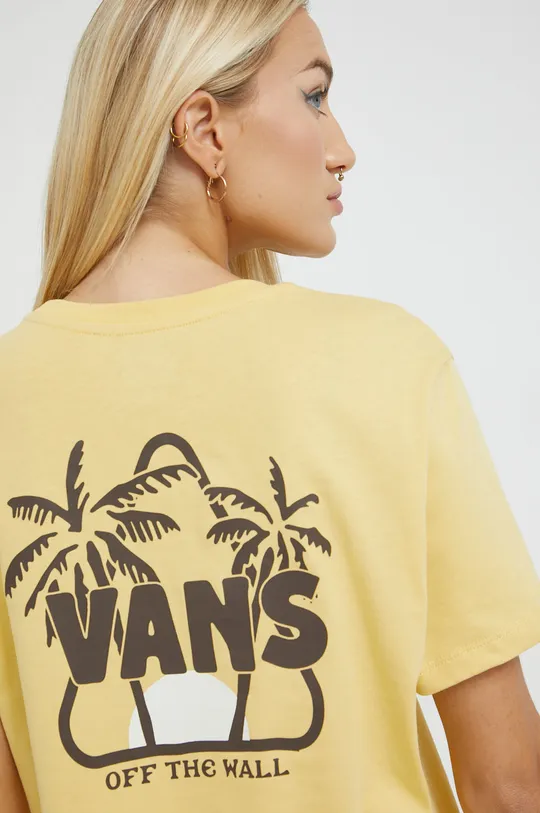 κίτρινο Βαμβακερό μπλουζάκι Vans Γυναικεία