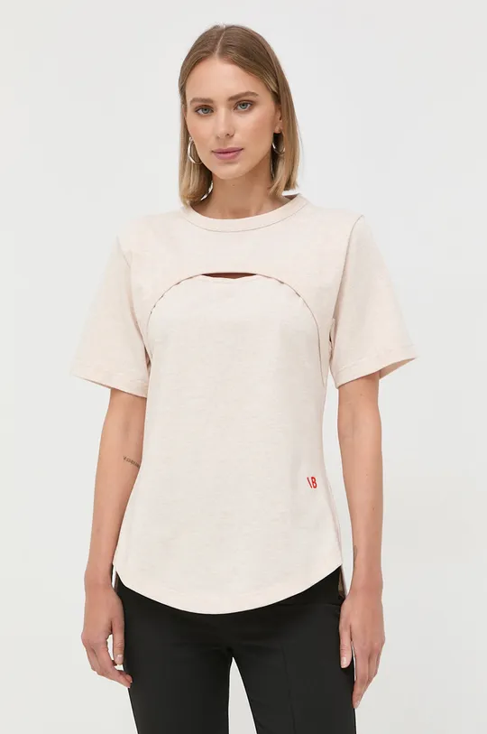 béžová Bavlnené tričko Victoria Beckham Dámsky