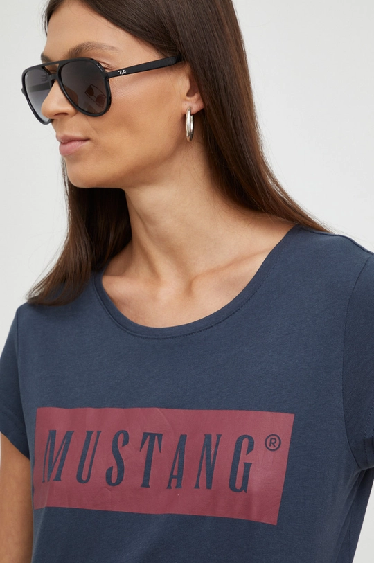 granatowy Mustang t-shirt bawełniany