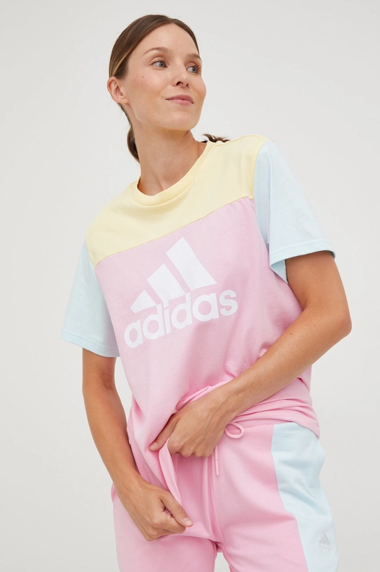 multicolor adidas t-shirt bawełniany Damski