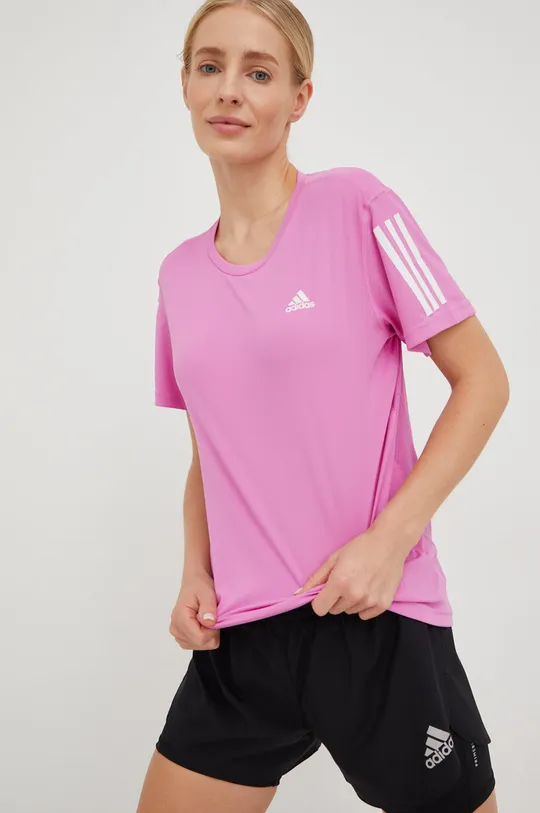 μωβ Μπλουζάκι για τρέξιμο adidas Performance Γυναικεία