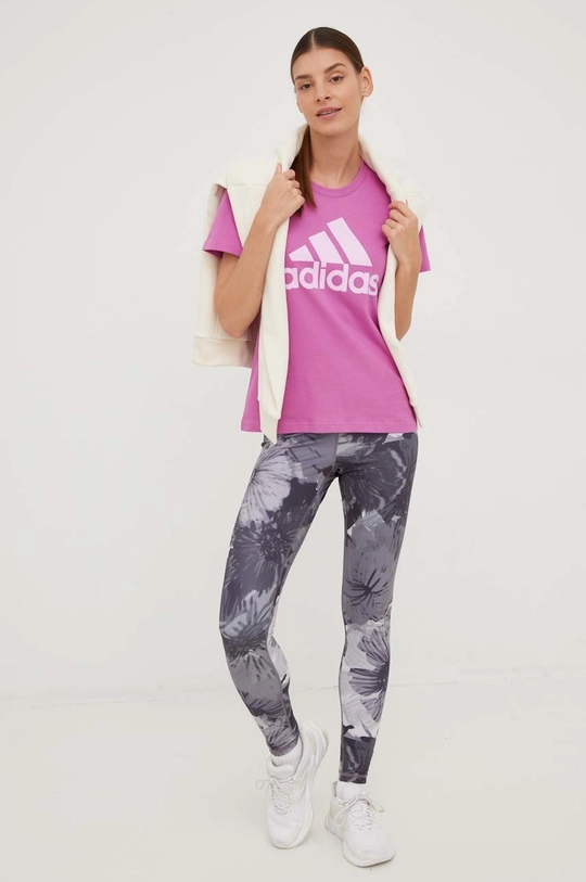 adidas t-shirt bawełniany różowy