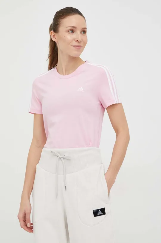 рожевий Бавовняна футболка adidas Жіночий