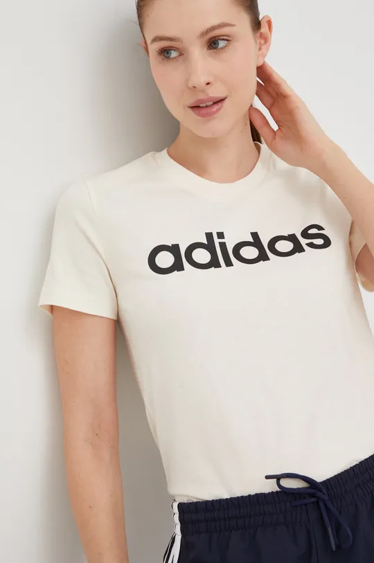 béžová Bavlnené tričko adidas Dámsky