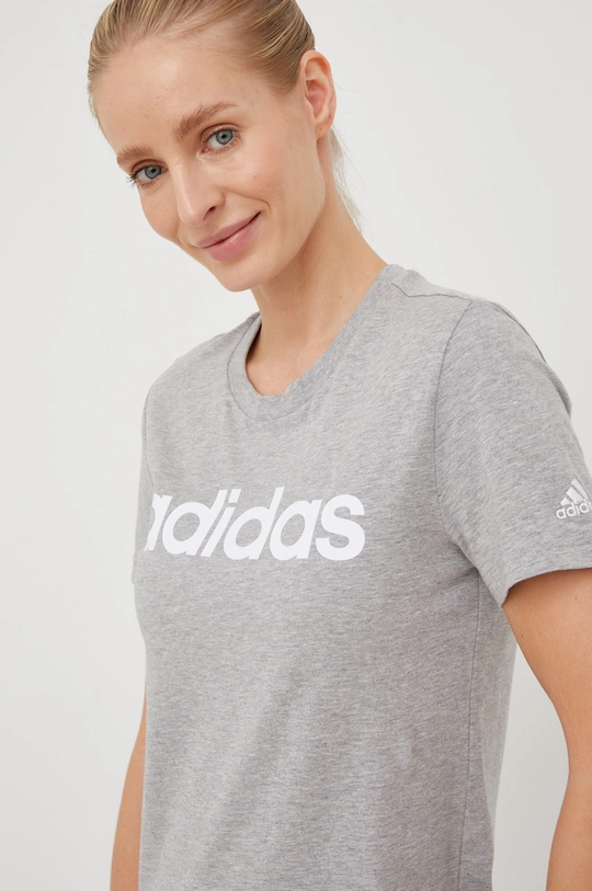 szary adidas t-shirt bawełniany Damski