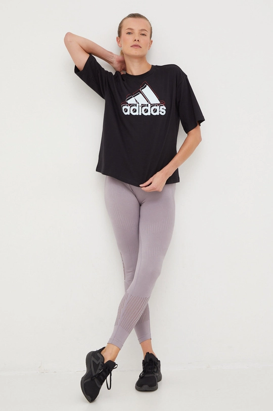 Pamučna majica adidas crna