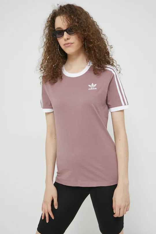 fioletowy adidas Originals t-shirt bawełniany Damski