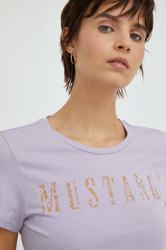 λεβάντα Βαμβακερό μπλουζάκι Mustang Γυναικεία