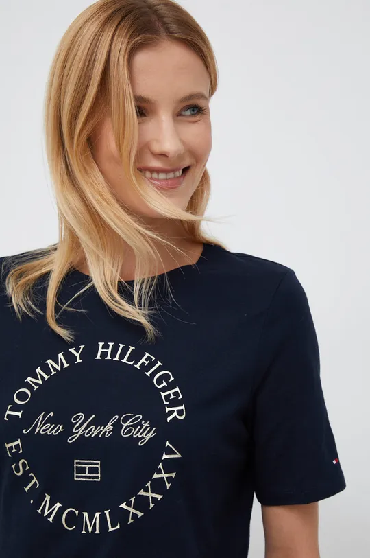 mornarsko modra Bombažna kratka majica Tommy Hilfiger Ženski