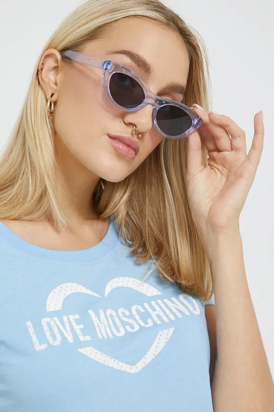μπλε Βαμβακερό μπλουζάκι Love Moschino
