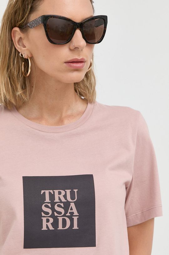 růžová Bavlněné tričko Trussardi