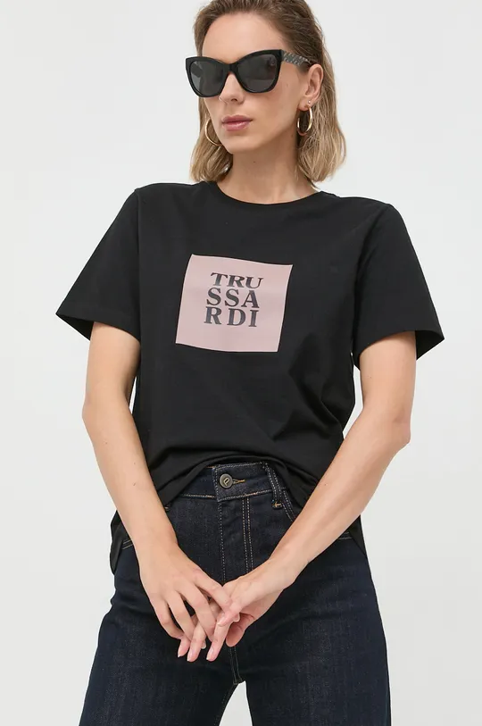 μαύρο Βαμβακερό μπλουζάκι Trussardi Γυναικεία