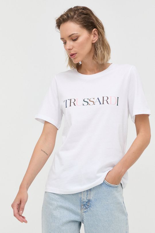 biały Trussardi t-shirt bawełniany Damski