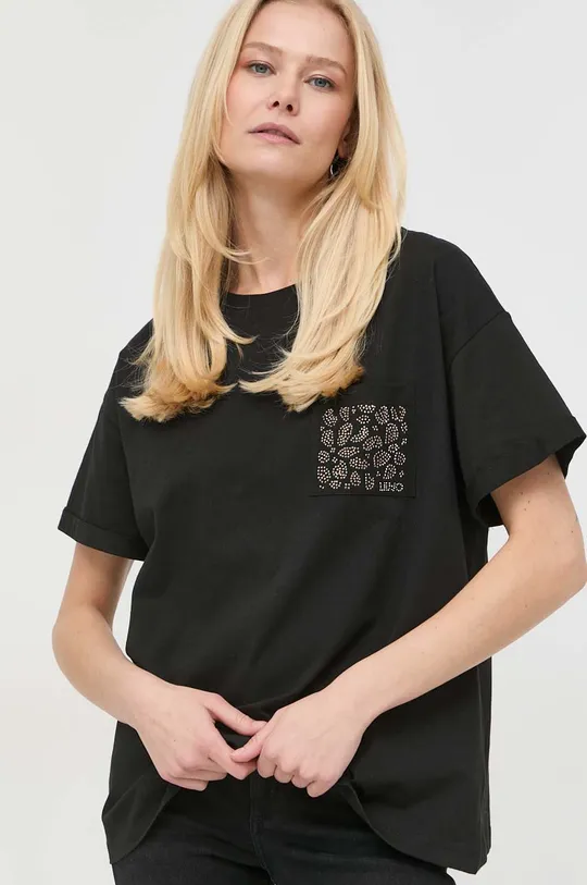 črna Bombažna kratka majica Liu Jo Ženski
