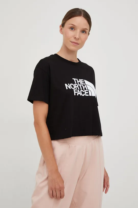 czarny The North Face t-shirt bawełniany Damski