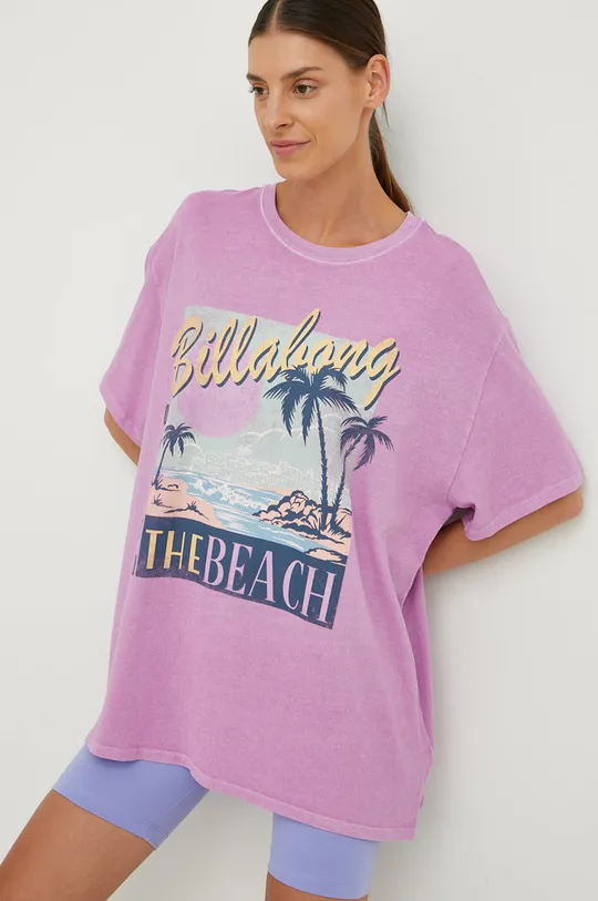 ροζ Βαμβακερό μπλουζάκι Billabong Γυναικεία