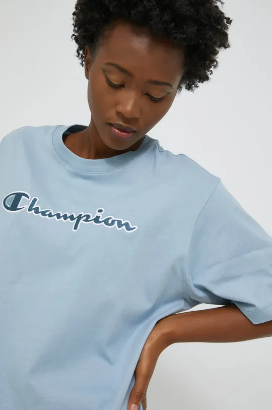 μπλε Βαμβακερό μπλουζάκι Champion Γυναικεία