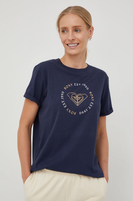 granatowy Roxy t-shirt bawełniany Damski