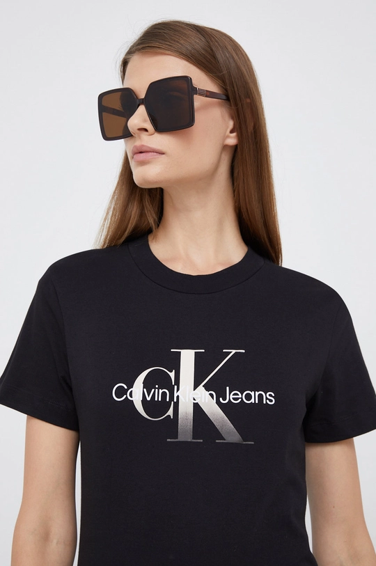 čierna Bavlnené tričko Calvin Klein Jeans Dámsky