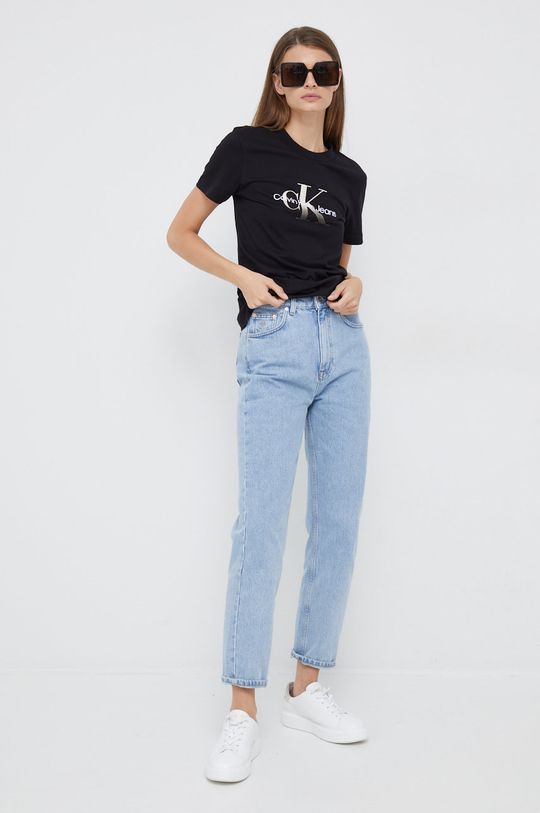 Bavlněné tričko Calvin Klein Jeans černá