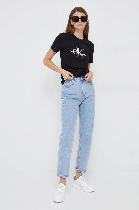 Calvin Klein Jeans t-shirt bawełniany czarny