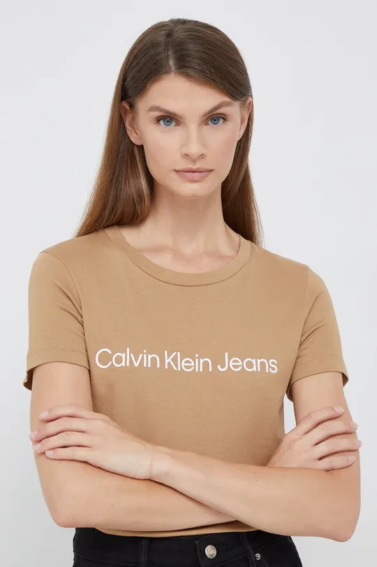 złoty brąz Calvin Klein Jeans t-shirt bawełniany (2-pack) Damski
