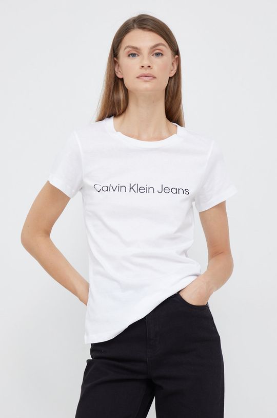 Bavlněné tričko Calvin Klein Jeans zlatohnědá