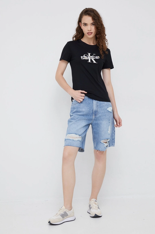 Calvin Klein Jeans t-shirt bawełniany czarny