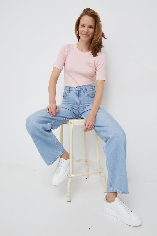 Calvin Klein Jeans t-shirt pastelowy różowy