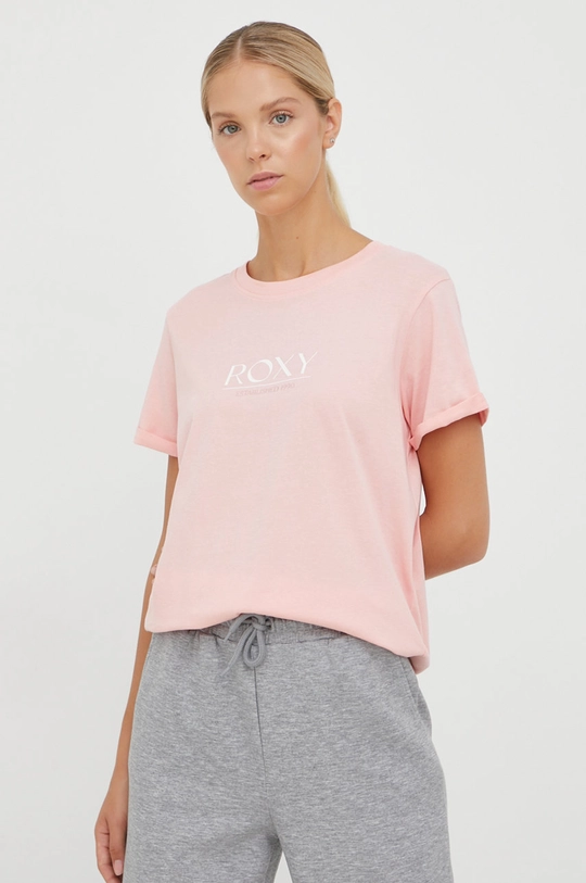 różowy Roxy t-shirt bawełniany Damski