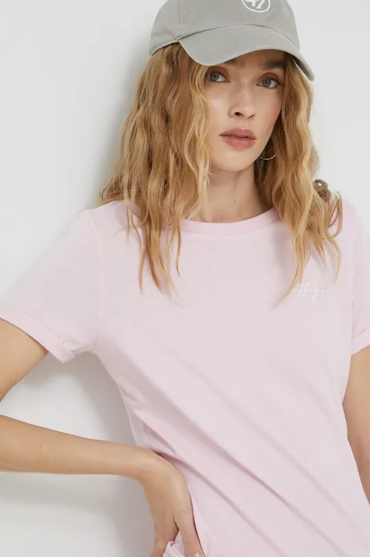 ροζ Βαμβακερό μπλουζάκι HUGO Γυναικεία