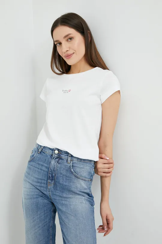 Sisley t-shirt bawełniany biały