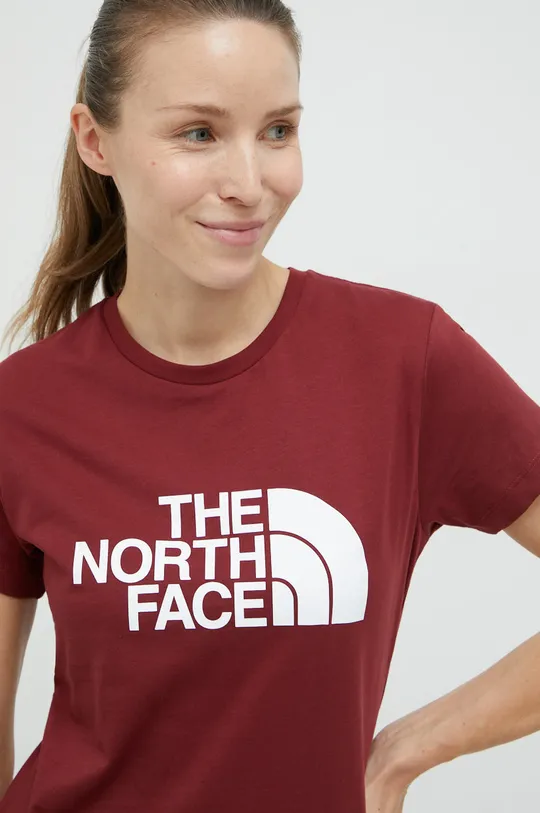 μπορντό Βαμβακερό μπλουζάκι The North Face