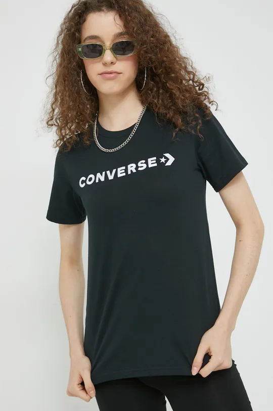 μαύρο Βαμβακερό μπλουζάκι Converse